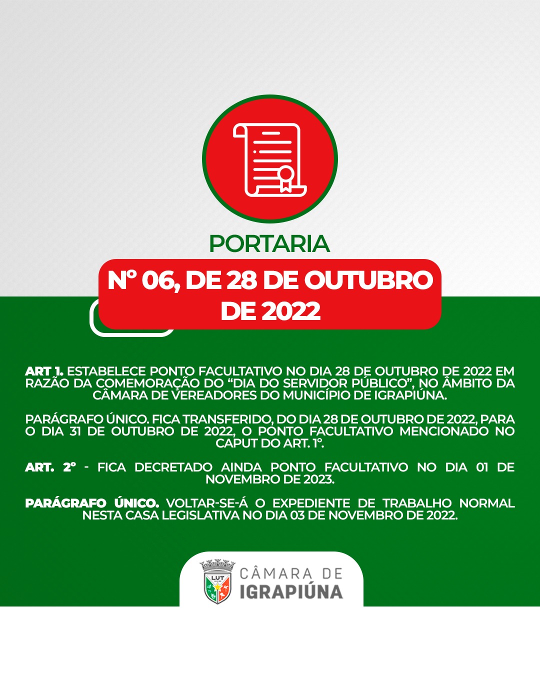 28 de Outubro de 2022 DIA DO SERVIDOR PÚBLICO