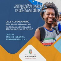 Pré-matrículas em todas as escolas do município.