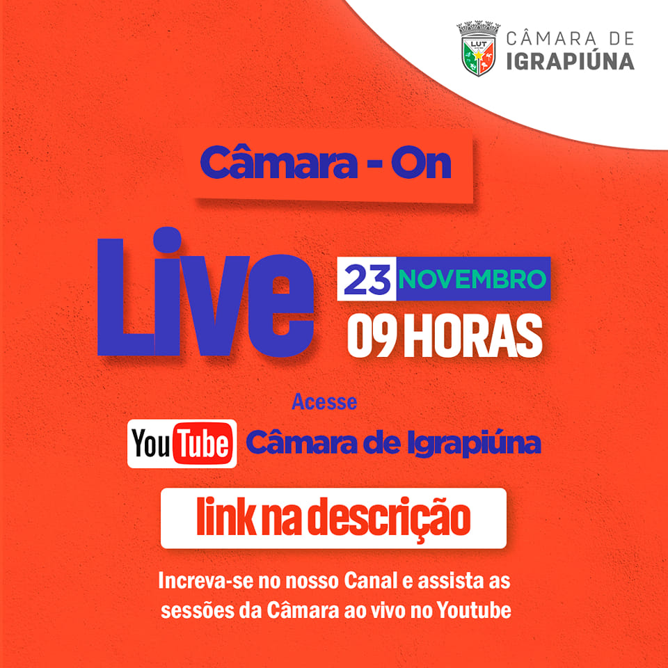 Toda terça-feira, à partir das 09h, estamos ao vivo em nosso canal do Youtube